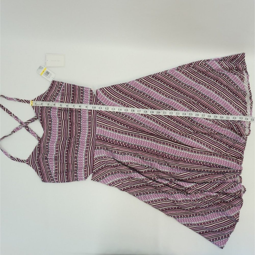 1. State Womens Dress M Spaghetti Strap Fit & Flare Print Dress Plum Purple M - Picture 7 of 8